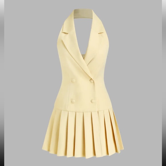 Cider Dresses & Skirts - NWT Cider HALTER NECKLINE DOUBLE BREASTED PLEATED MINI DRESS Size XL